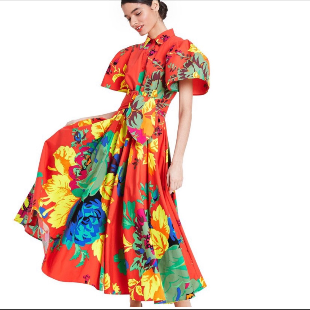 NWT Christopher Rogers Floral Shirt Dress 4